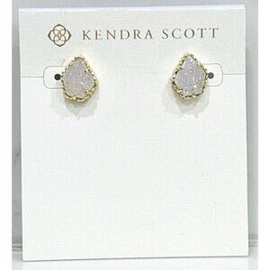 Kendra Scott Tessa Stud Earrings Gold Plated Iridescent Drusy NEW